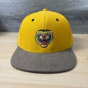 BITS Hat Cap Snap Back Yellow Brown Tiger Corduroy Brim Outdoors Adjustable